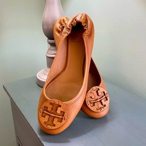 Tory Burch Brown Leather Ballet Flats